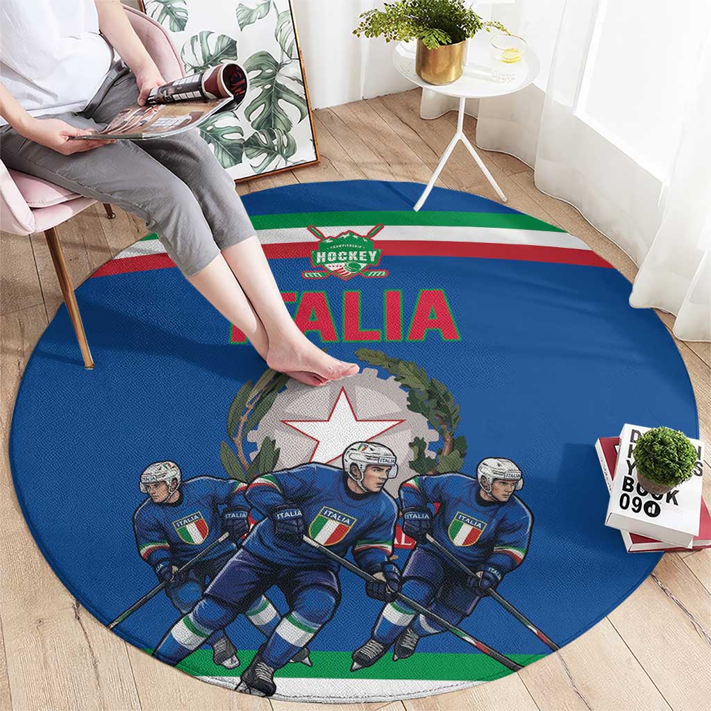 Italy Hockey Round Carpet Italia Hockey Pride Vintage Blue