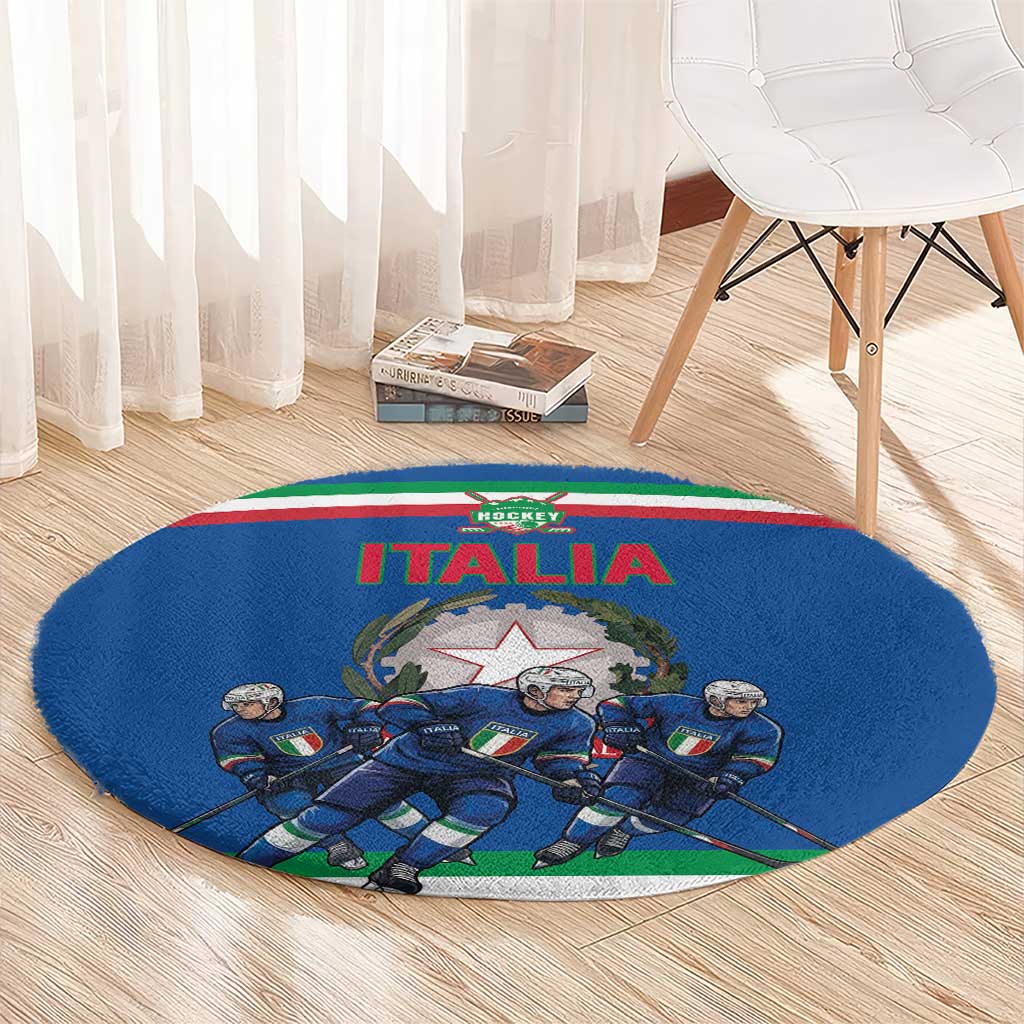 Italy Hockey Round Carpet Italia Hockey Pride Vintage Blue