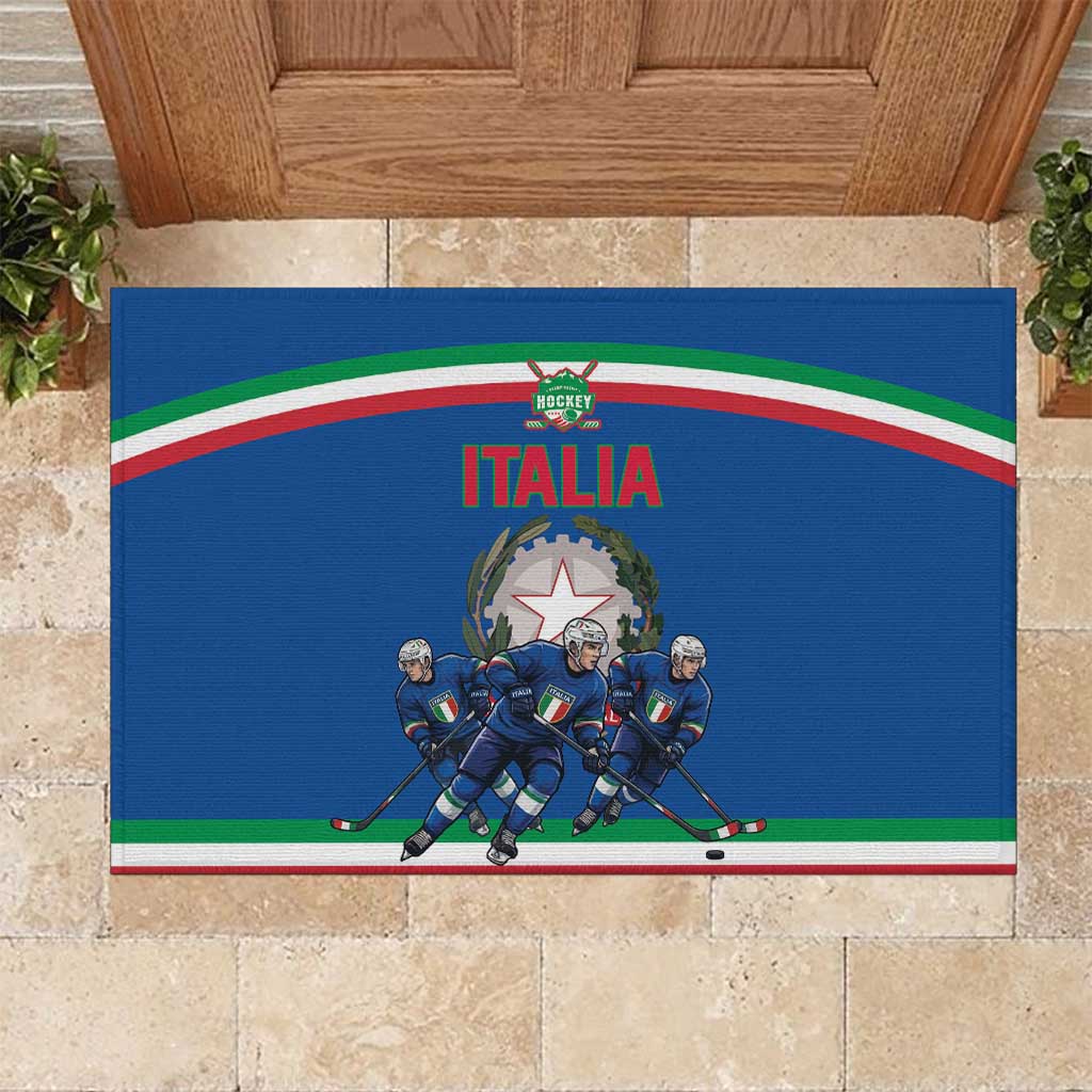 Italy Hockey Rubber Doormat Italia Hockey Pride Vintage Blue
