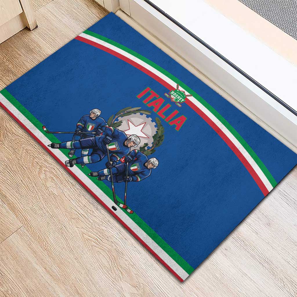 Italy Hockey Rubber Doormat Italia Hockey Pride Vintage Blue