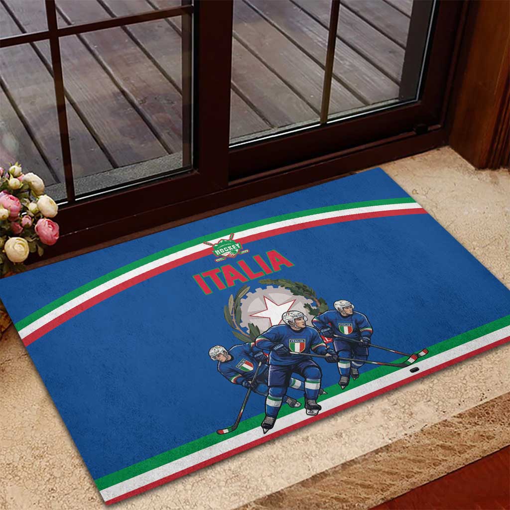 Italy Hockey Rubber Doormat Italia Hockey Pride Vintage Blue