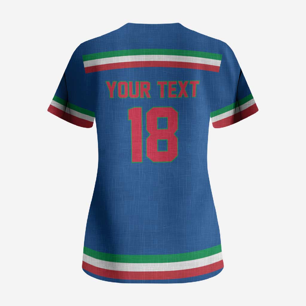 Italy Hockey Custom Scrub Top Italia Hockey Pride Vintage Blue
