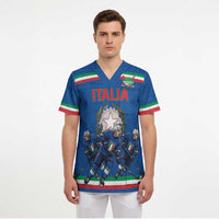 Italy Hockey Custom Scrub Top Italia Hockey Pride Vintage Blue