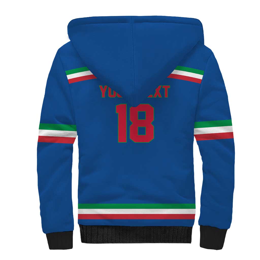 Italy Hockey Custom Sherpa Hoodie Italia Hockey Pride Vintage Blue