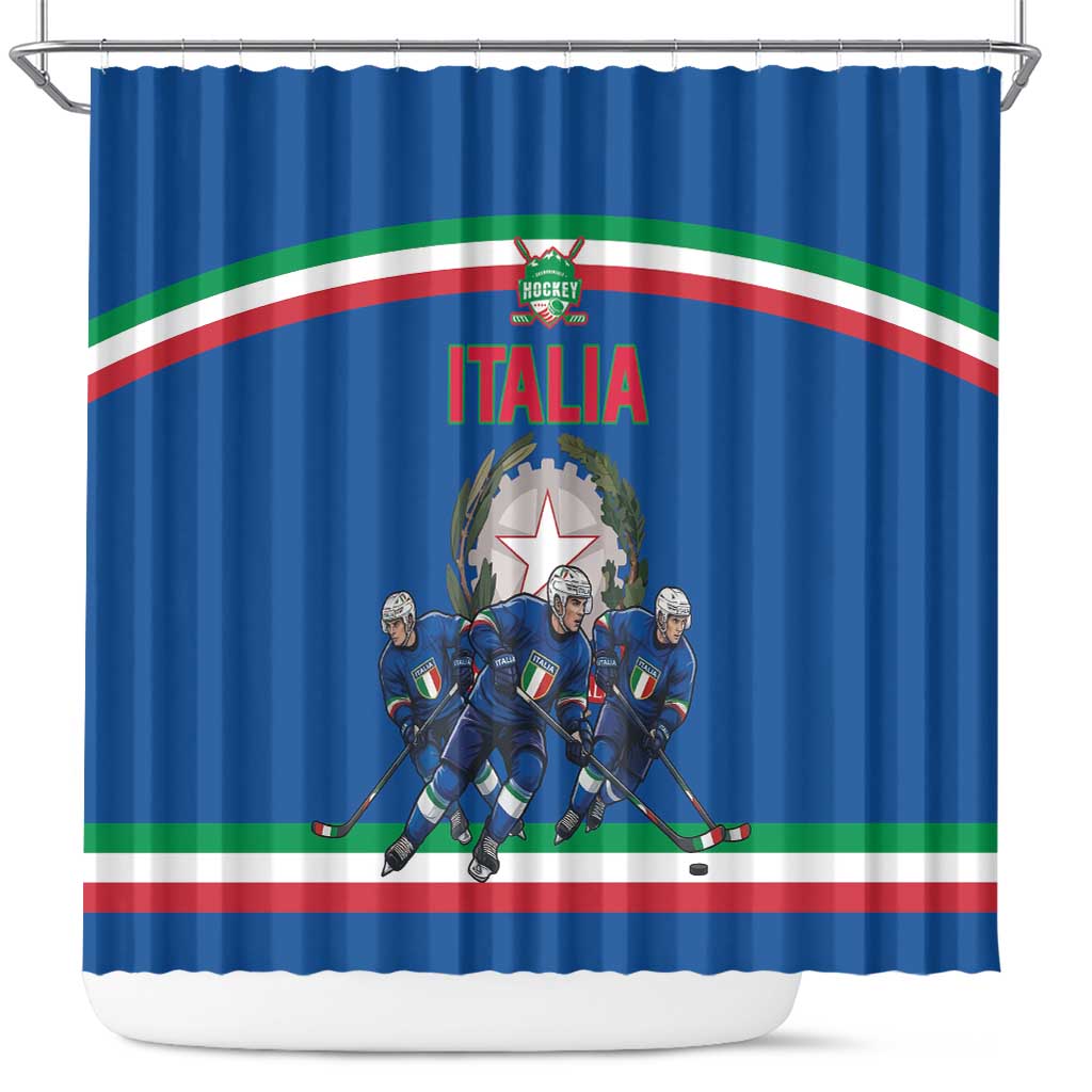 Italy Hockey Shower Curtain Italia Hockey Pride Vintage Blue