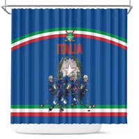 Italy Hockey Shower Curtain Italia Hockey Pride Vintage Blue