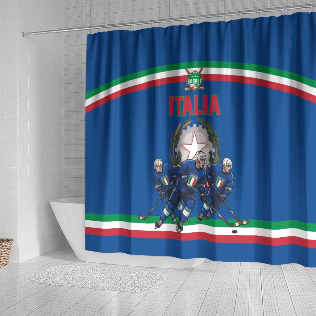 Italy Hockey Shower Curtain Italia Hockey Pride Vintage Blue