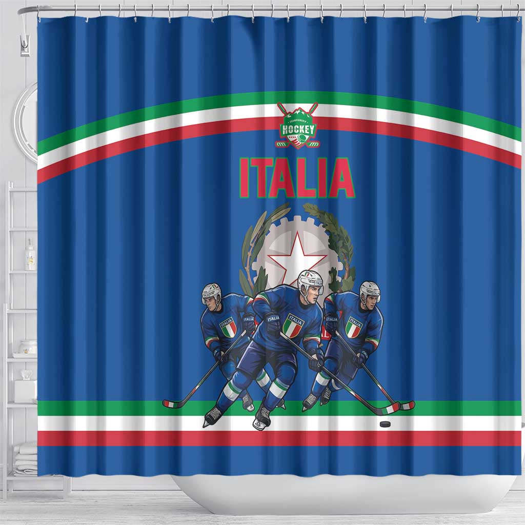Italy Hockey Shower Curtain Italia Hockey Pride Vintage Blue