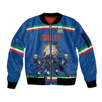 Italy Hockey Custom Sleeve Zip Bomber Jacket Italia Hockey Pride Vintage Blue