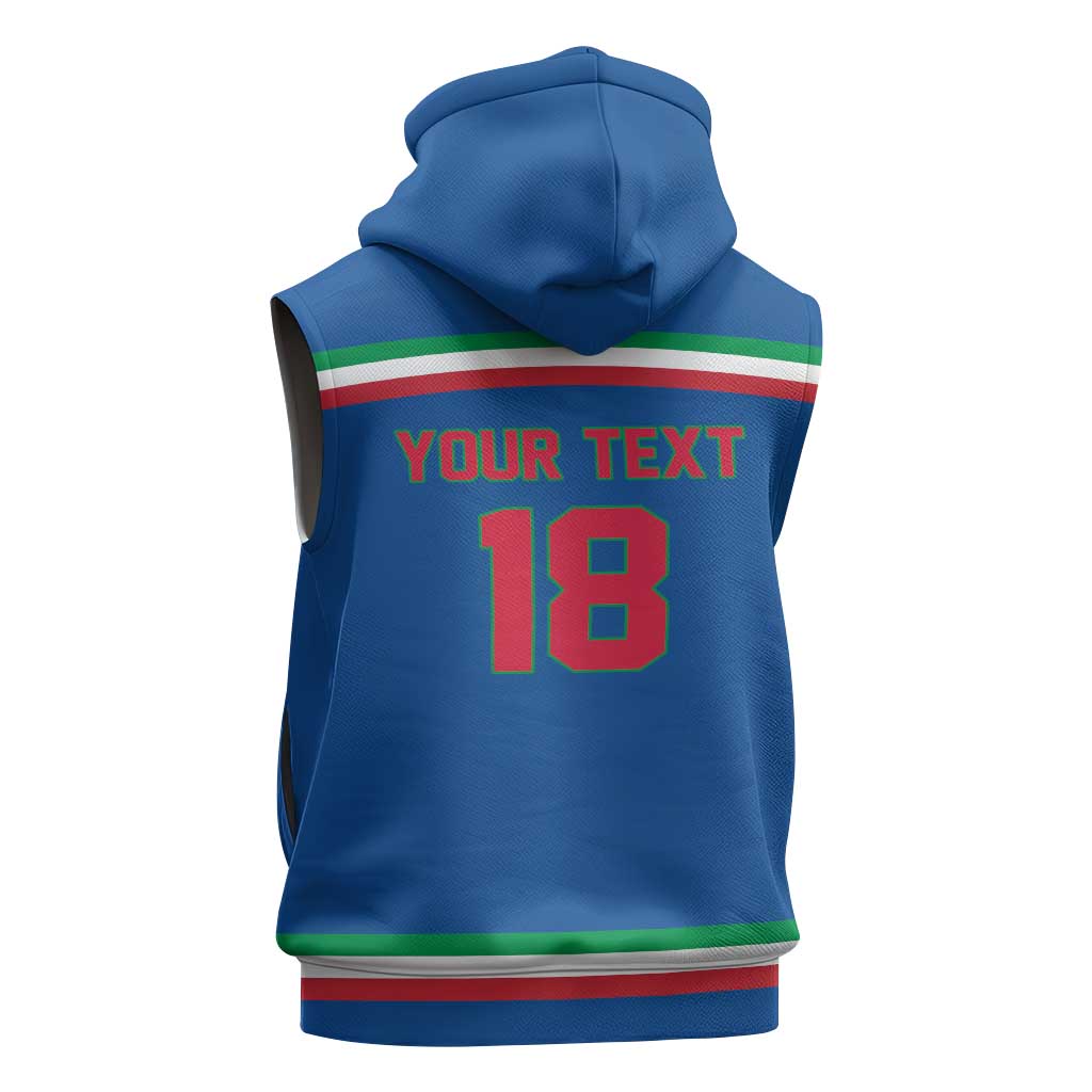 Italy Hockey Custom Sleeveless Zip Hoodie Italia Hockey Pride Vintage Blue