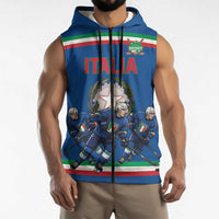 Italy Hockey Custom Sleeveless Zip Hoodie Italia Hockey Pride Vintage Blue