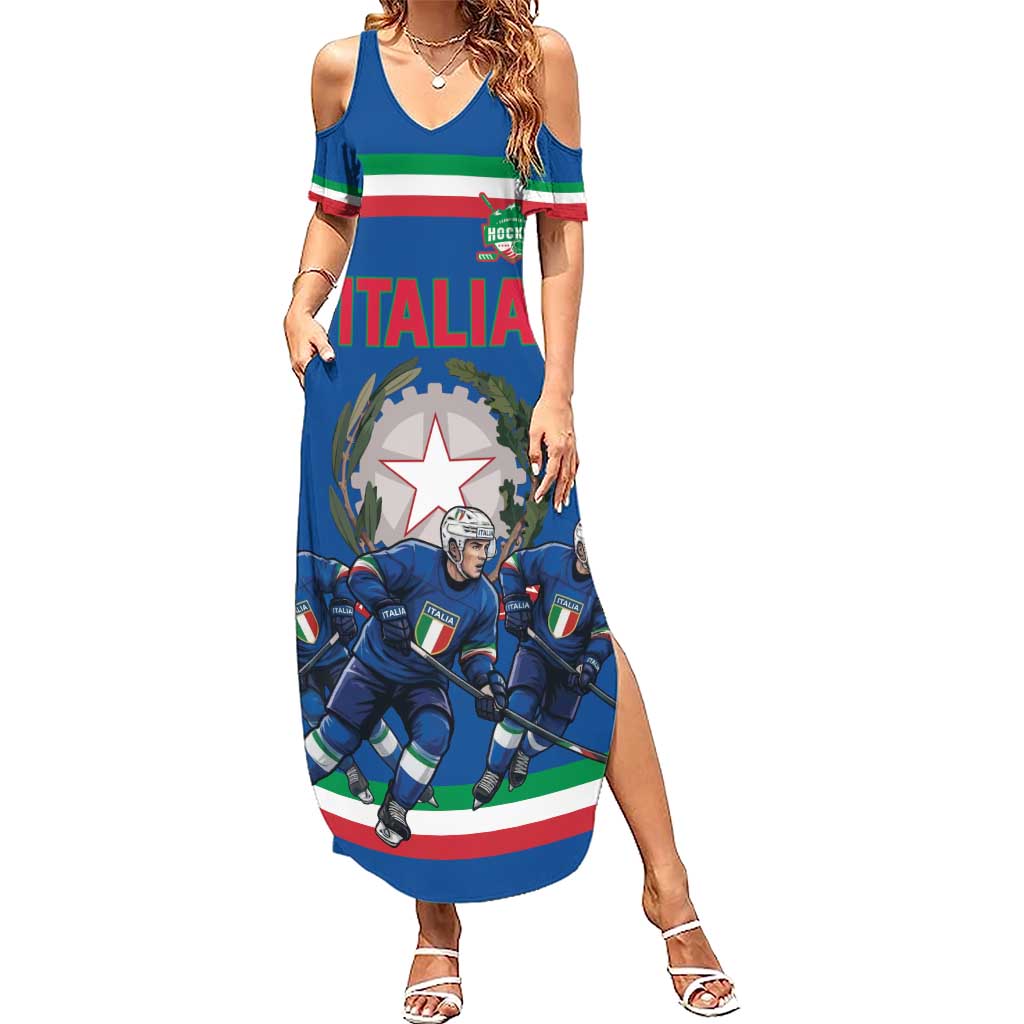 Italy Hockey Custom Summer Maxi Dress Italia Hockey Pride Vintage Blue