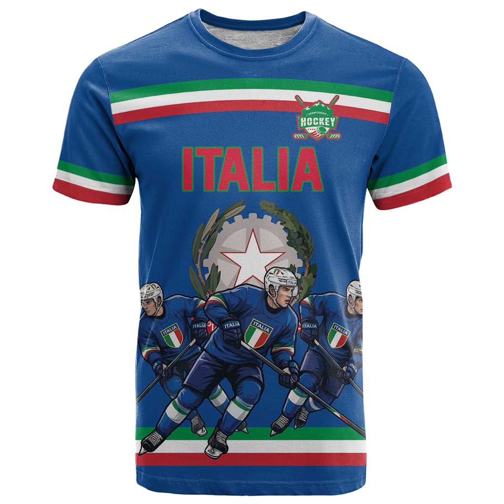 Italy Hockey Custom T Shirt Italia Hockey Pride Vintage Blue
