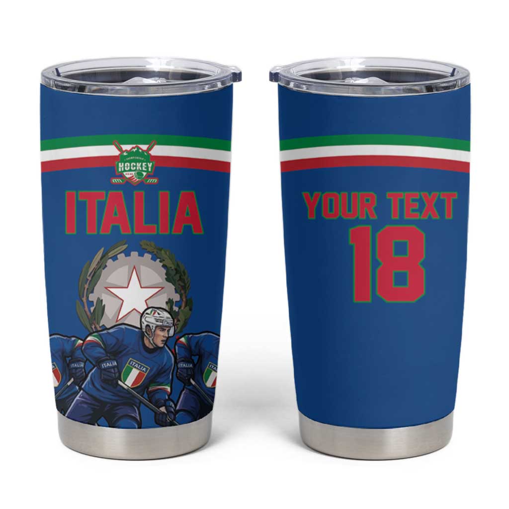 Italy Hockey Custom Tumbler Cup Italia Hockey Pride Vintage Blue