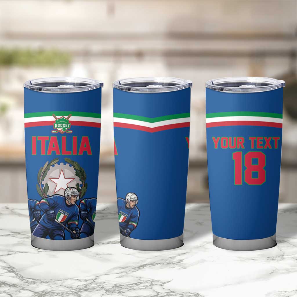 Italy Hockey Custom Tumbler Cup Italia Hockey Pride Vintage Blue