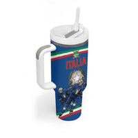 Italy Hockey Custom Tumbler With Handle Italia Hockey Pride Vintage Blue