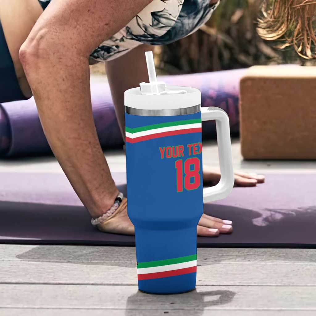 Italy Hockey Custom Tumbler With Handle Italia Hockey Pride Vintage Blue