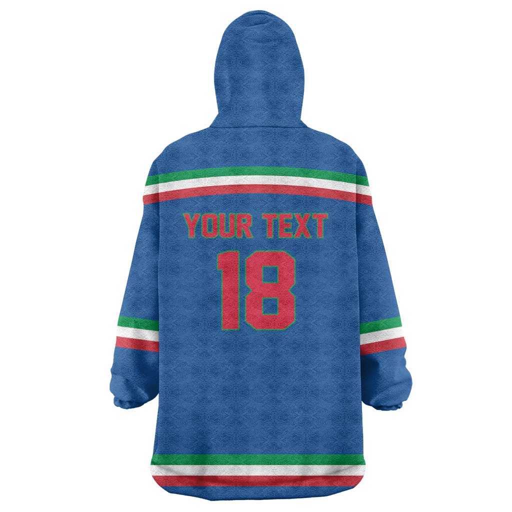 Italy Hockey Custom Wearable Blanket Hoodie Italia Hockey Pride Vintage Blue