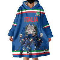 Italy Hockey Custom Wearable Blanket Hoodie Italia Hockey Pride Vintage Blue
