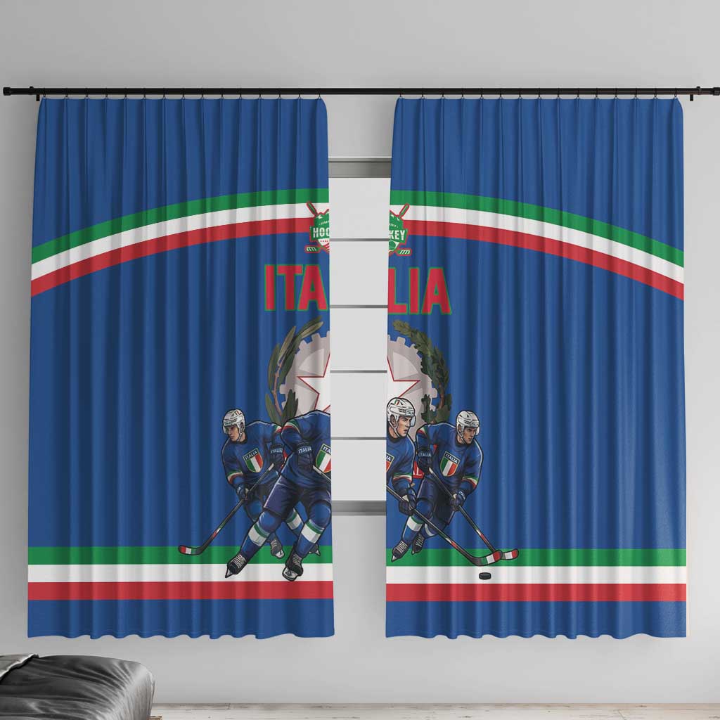 Italy Hockey Window Curtain Italia Hockey Pride Vintage Blue