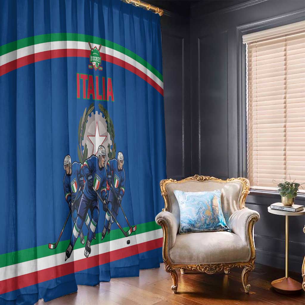 Italy Hockey Window Curtain Italia Hockey Pride Vintage Blue