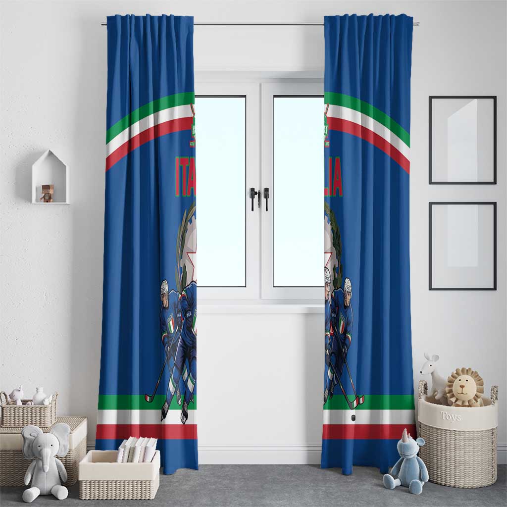 Italy Hockey Window Curtain Italia Hockey Pride Vintage Blue