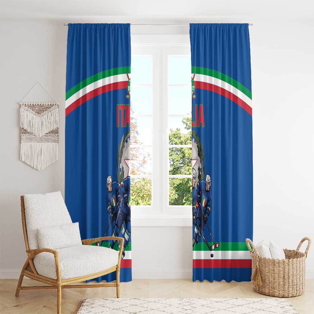 Italy Hockey Window Curtain Italia Hockey Pride Vintage Blue