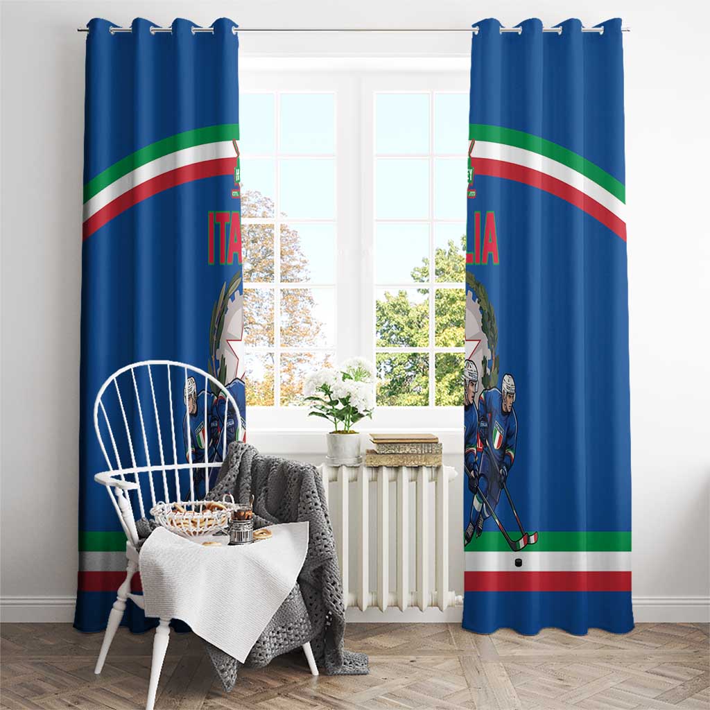Italy Hockey Window Curtain Italia Hockey Pride Vintage Blue