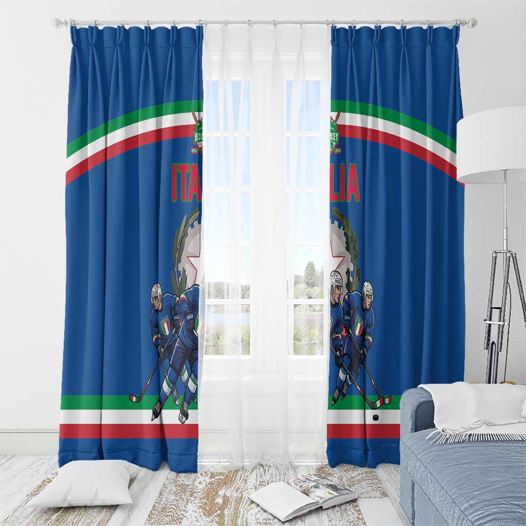 Italy Hockey Window Curtain Italia Hockey Pride Vintage Blue