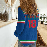 Italy Hockey Custom Women Casual Shirt Italia Hockey Pride Vintage Blue