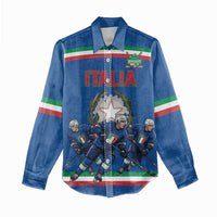 Italy Hockey Custom Women Casual Shirt Italia Hockey Pride Vintage Blue