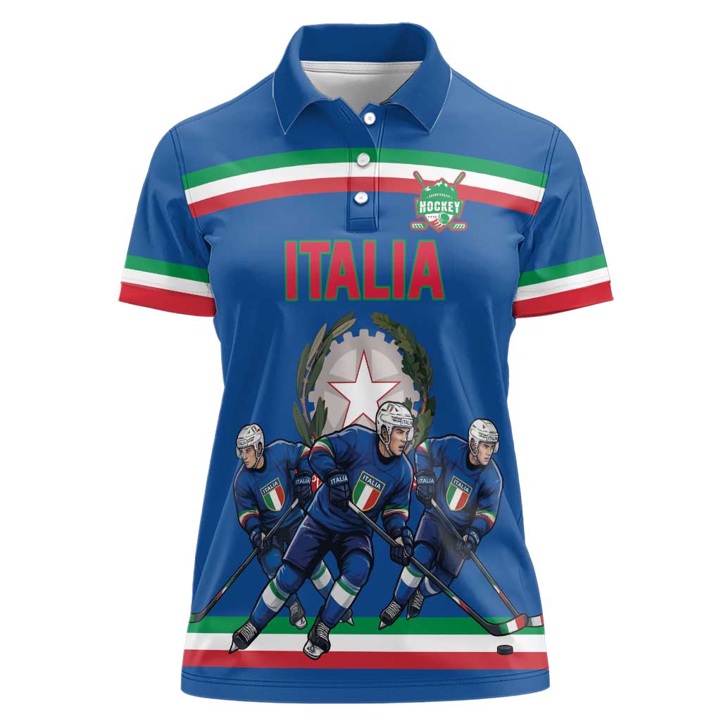 Italy Hockey Custom Women Polo Shirt Italia Hockey Pride Vintage Blue