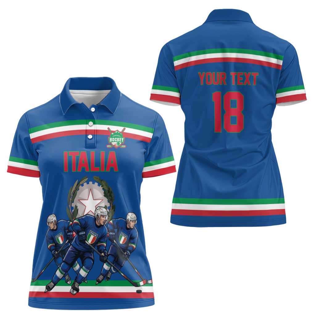 Italy Hockey Custom Women Polo Shirt Italia Hockey Pride Vintage Blue