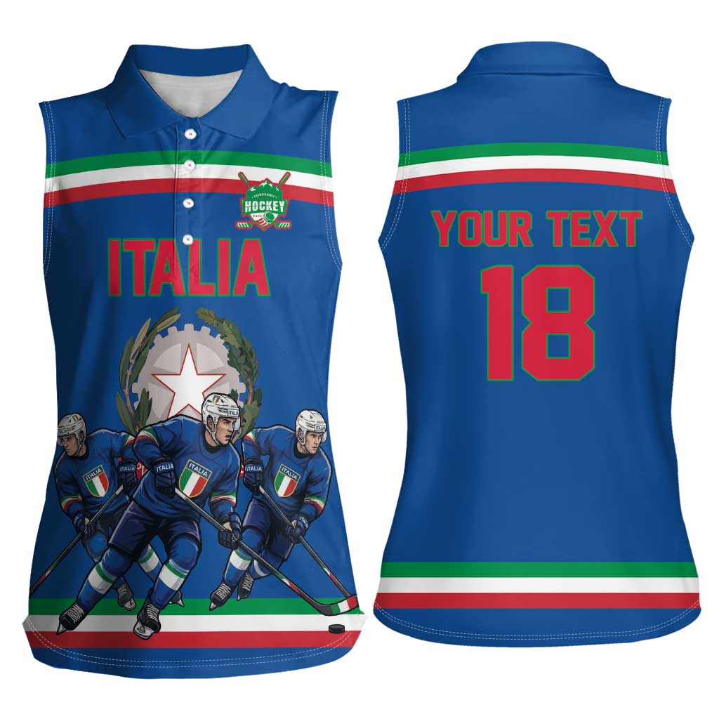 Italy Hockey Custom Women Sleeveless Polo Shirt Italia Hockey Pride Vintage Blue