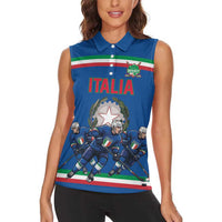 Italy Hockey Custom Women Sleeveless Polo Shirt Italia Hockey Pride Vintage Blue