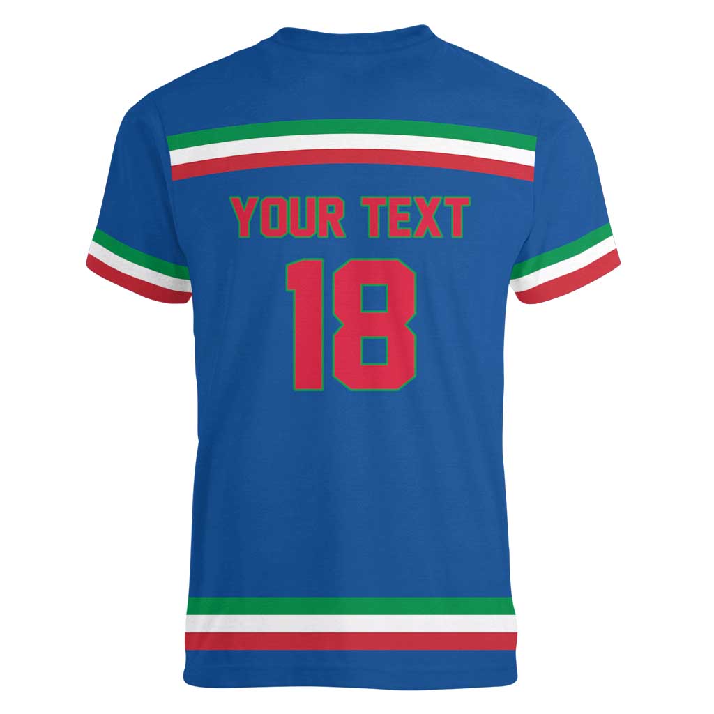 Italy Hockey Custom Women V-Neck T-Shirt Italia Hockey Pride Vintage Blue