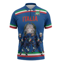 Italy Hockey Custom Zipper Polo Shirt Italia Hockey Pride Vintage Blue
