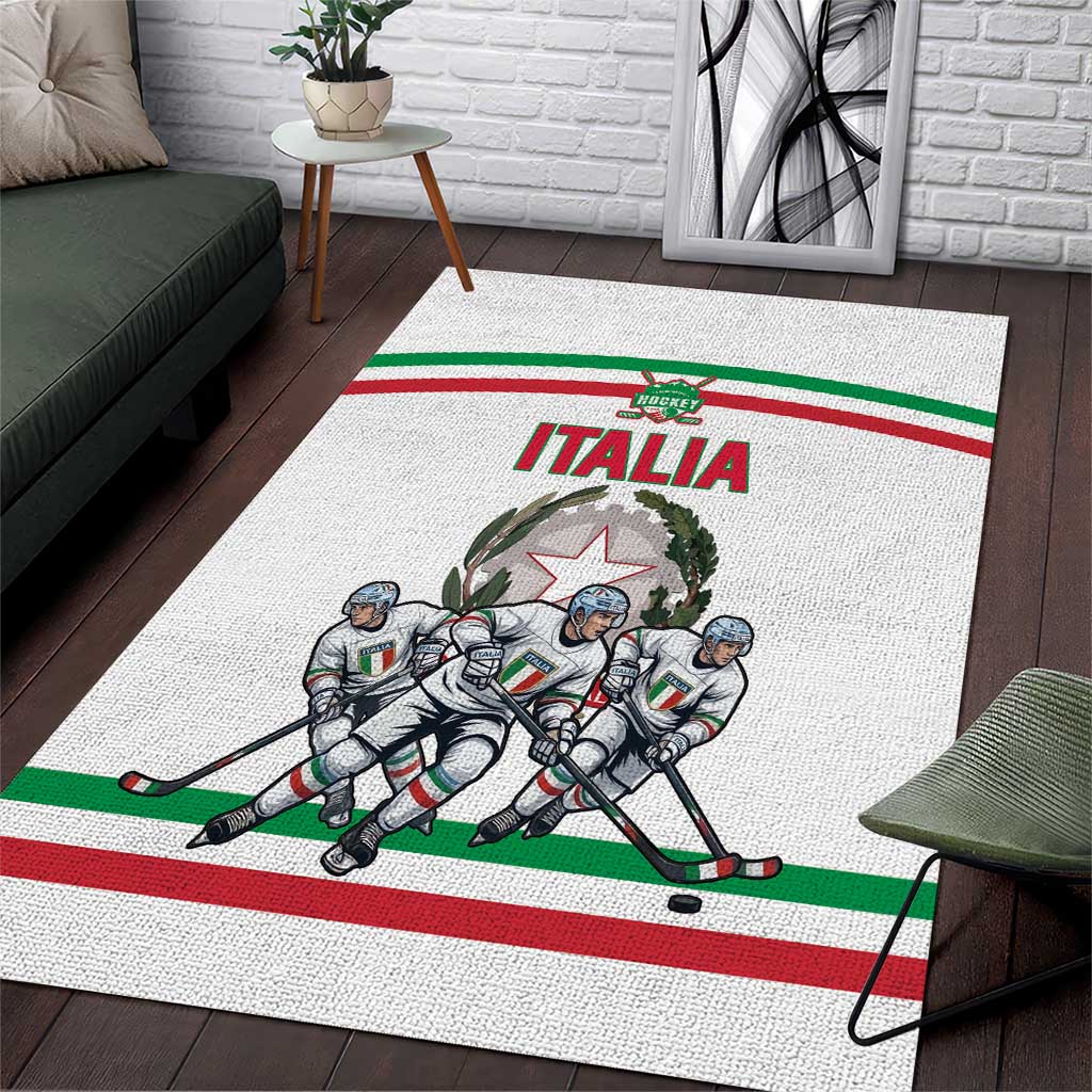 Italy Hockey Area Rug Italia Hockey Pride Vintage White