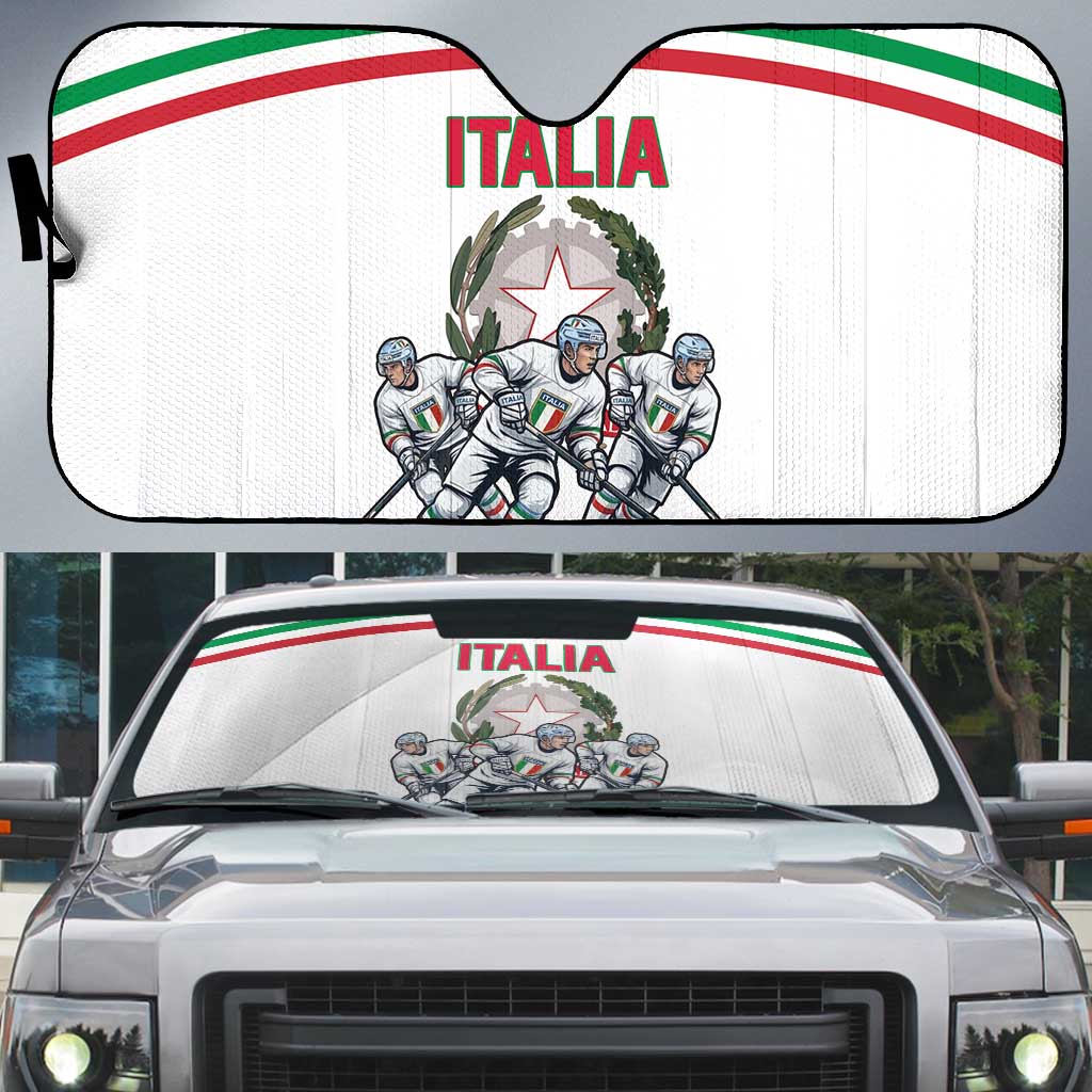 Italy Hockey Auto Sun Shade Italia Hockey Pride Vintage White