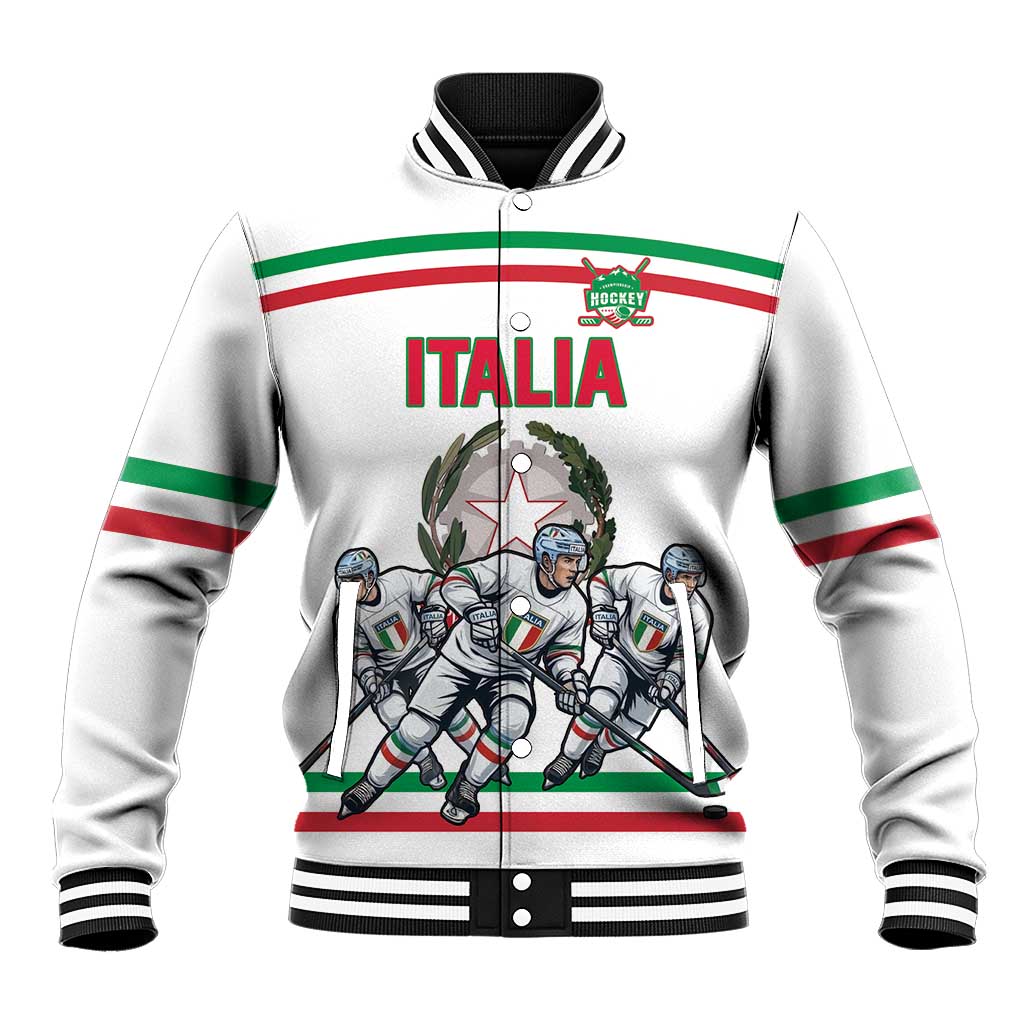 Italy Hockey Custom Baseball Jacket Italia Hockey Pride Vintage White