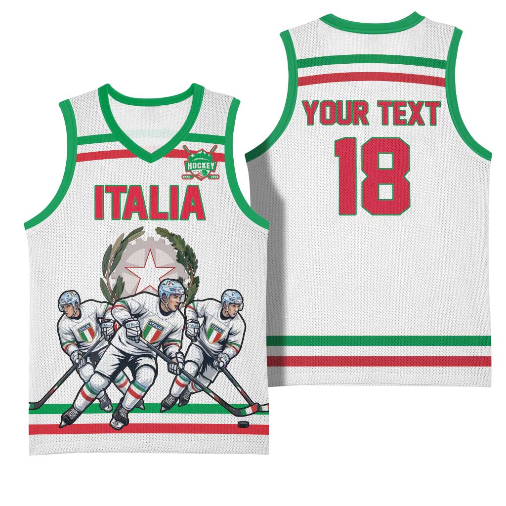 Italy Hockey Custom Basketball Jersey Italia Hockey Pride Vintage White