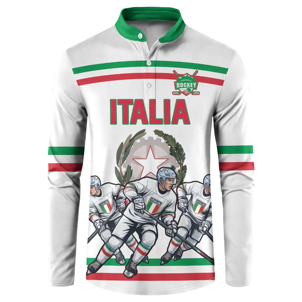 Italy Hockey Custom Button Sweatshirt Italia Hockey Pride Vintage White