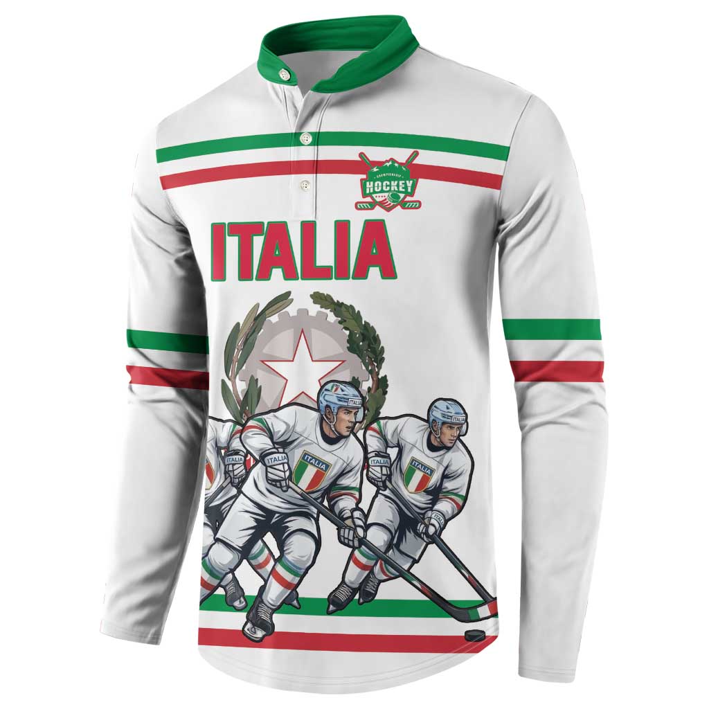 Italy Hockey Custom Button Sweatshirt Italia Hockey Pride Vintage White