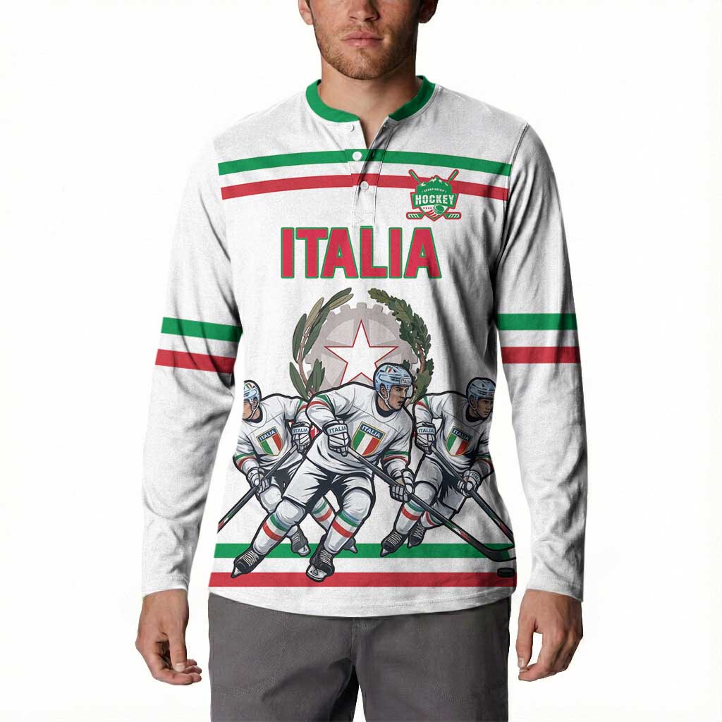Italy Hockey Custom Button Sweatshirt Italia Hockey Pride Vintage White