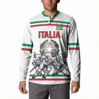 Italy Hockey Custom Button Sweatshirt Italia Hockey Pride Vintage White