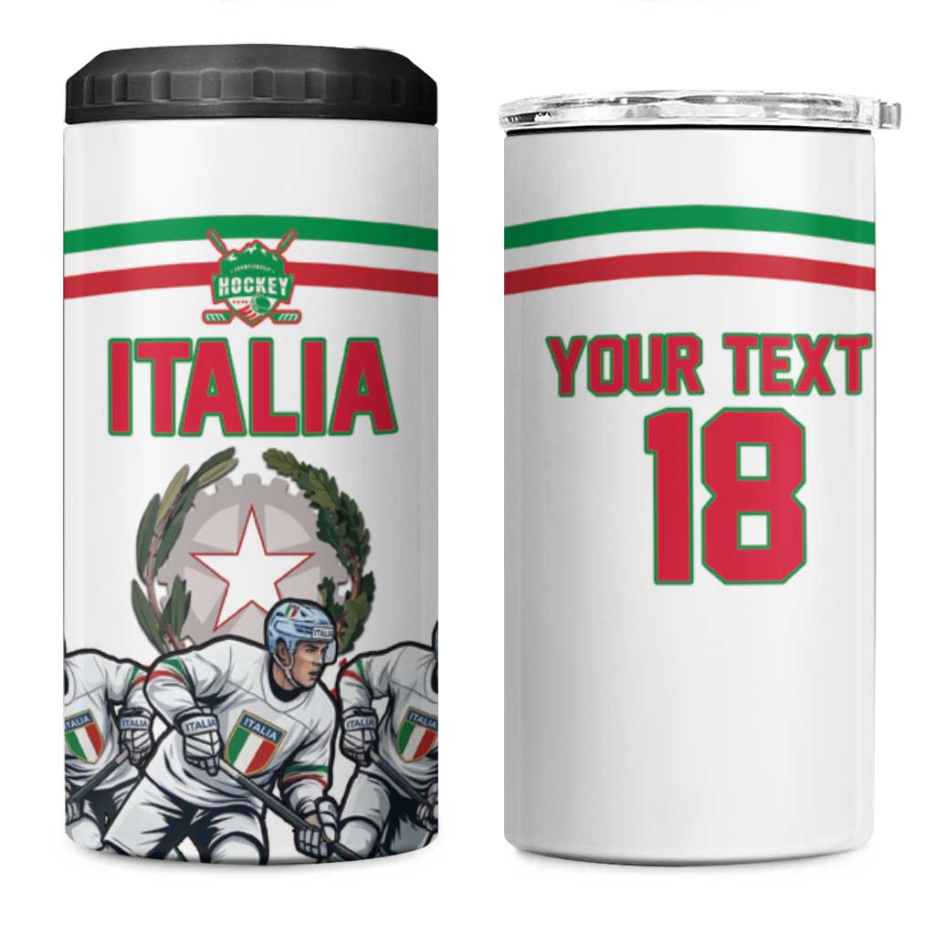 Italy Hockey Custom 4 in 1 Can Cooler Tumbler Italia Hockey Pride Vintage White