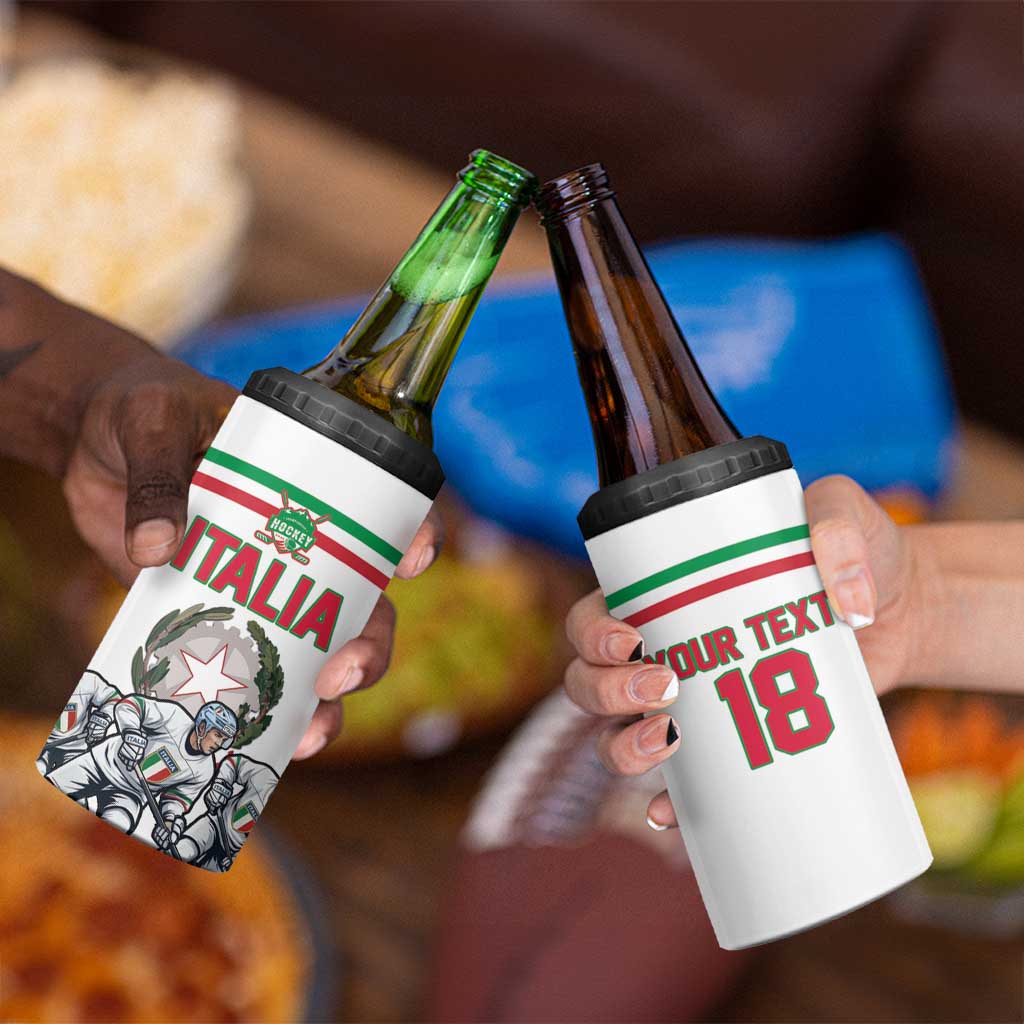Italy Hockey Custom 4 in 1 Can Cooler Tumbler Italia Hockey Pride Vintage White