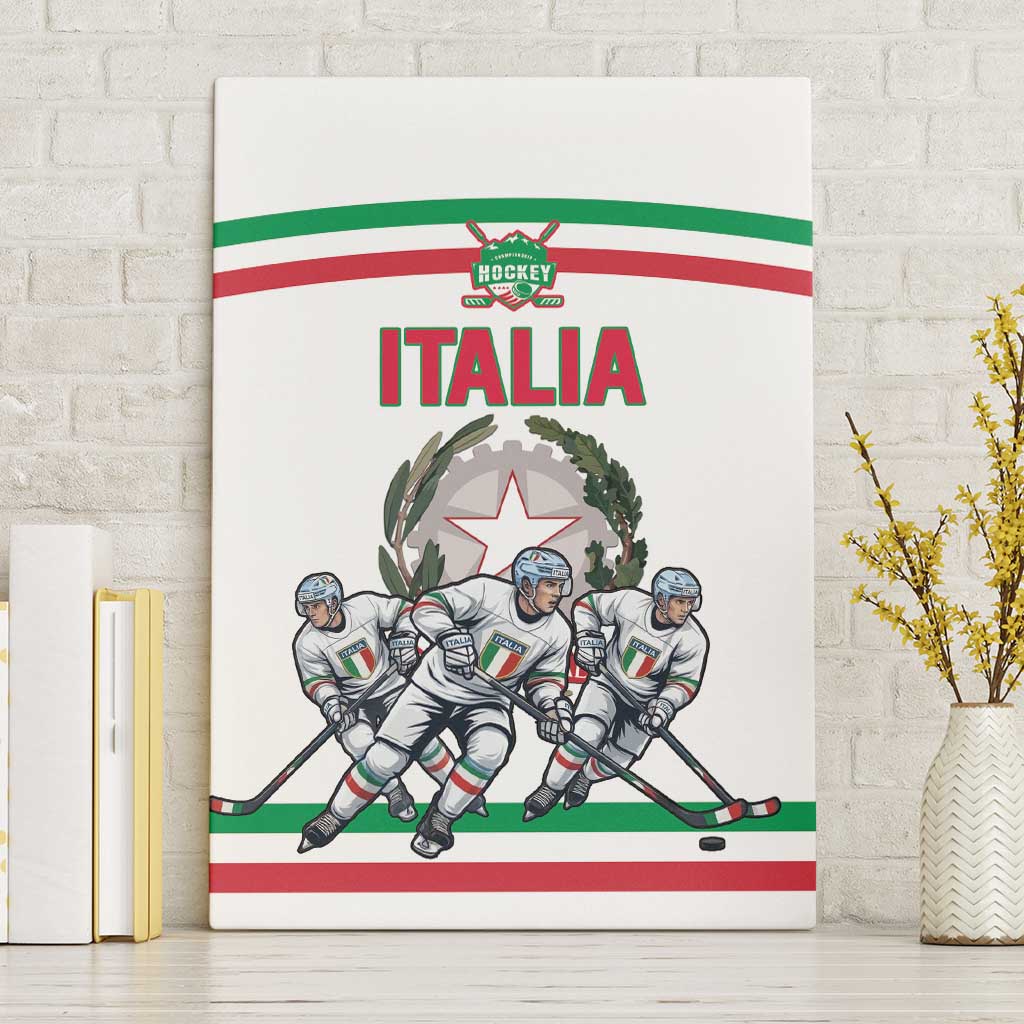 Italy Hockey Canvas Wall Art Italia Hockey Pride Vintage White