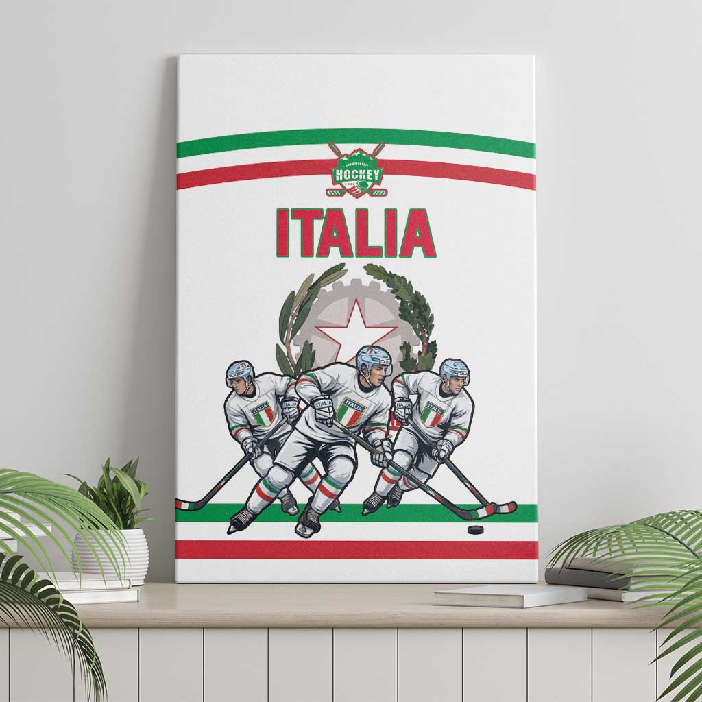 Italy Hockey Canvas Wall Art Italia Hockey Pride Vintage White
