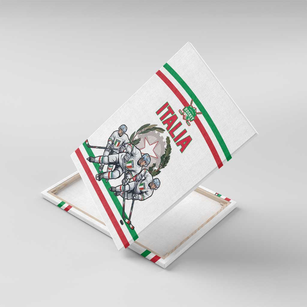 Italy Hockey Canvas Wall Art Italia Hockey Pride Vintage White